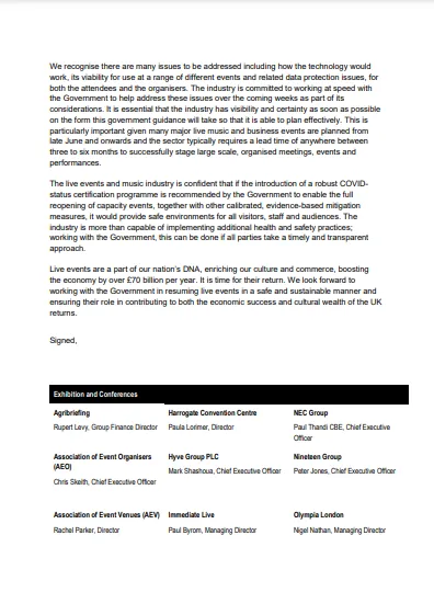 Statement of Support - Live events and music industry (Page 2)