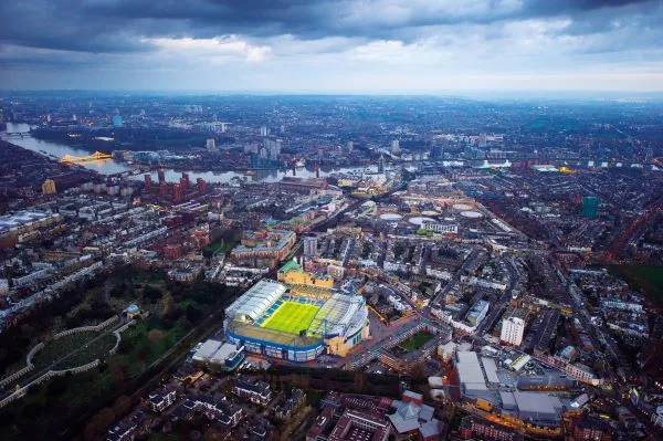 An aerial view of Chelsea Football Club