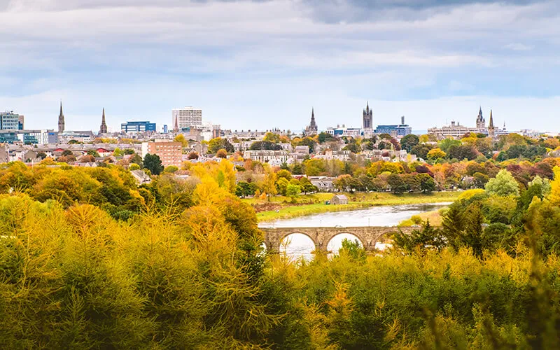 Spires of Aberdeen from Tollohill