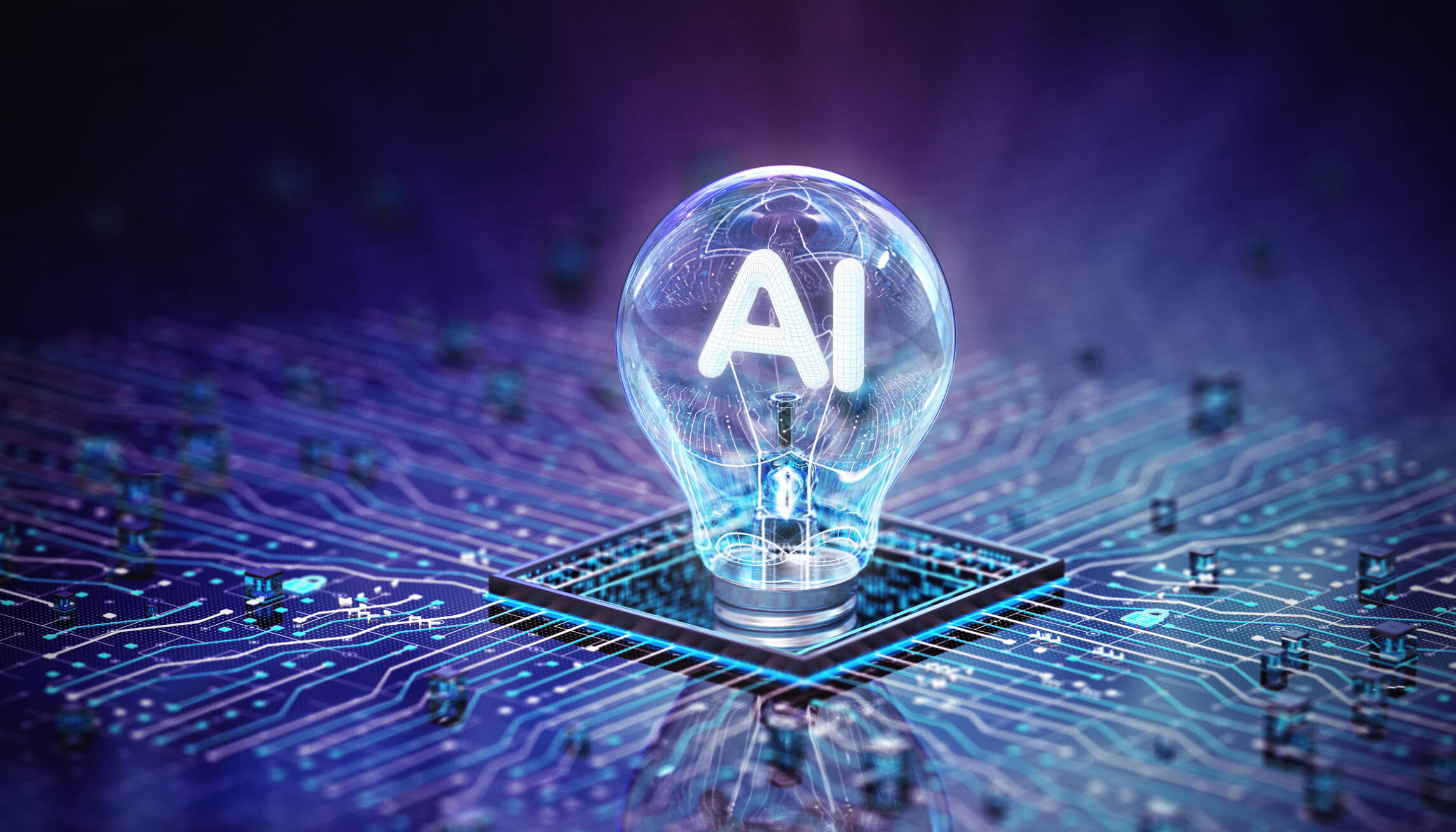 Artificial Intelligence IDEA. AI Light Bulb Idea Concept