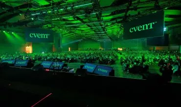 Cvent keynote audience with new rebrand and logo at Cvent CONNECT in Nashville